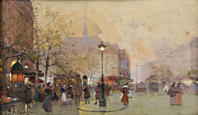 Galien Laloue Eugène (1854-1941) La Place Saint- Michel - Maître Etienne Laurent à Vichy.