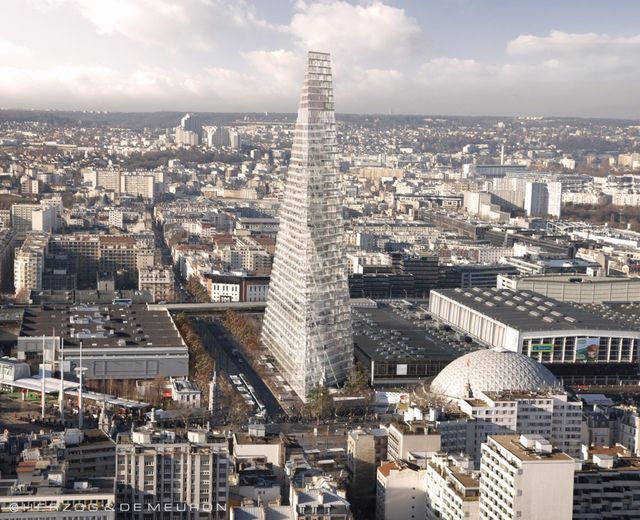 Vue de Paris vers Issy - Tour triangle © Herzog de Meuron
