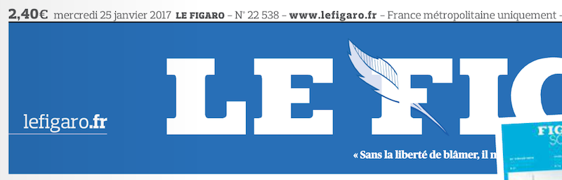 L'article visé par le Préfet ne se trouve ni en ligne ni dans le journal web et imprimé à la date indiquée - Le Figaro - Edition du 25 janvier 2017 © capture d'écran du journal.