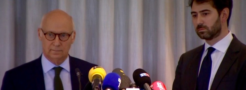 De gauche à droite : Maître Pierre Cornut-Gentille, avocat de Penelope Fillon, et Maître Antonin Levy, avocat de François Fillon © conférence de presse du 09 février 2017 à Paris, 8e arrondissement.