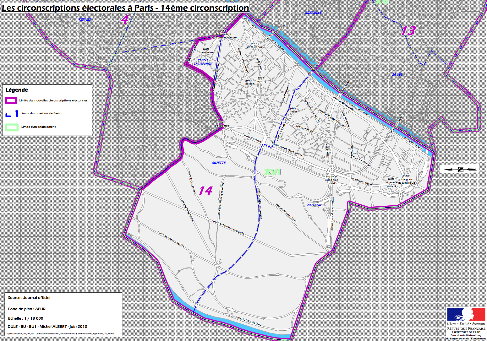 Cliquer pour agrandir - La 14e circonscription de Paris (c) Ministère de l'intérieur.