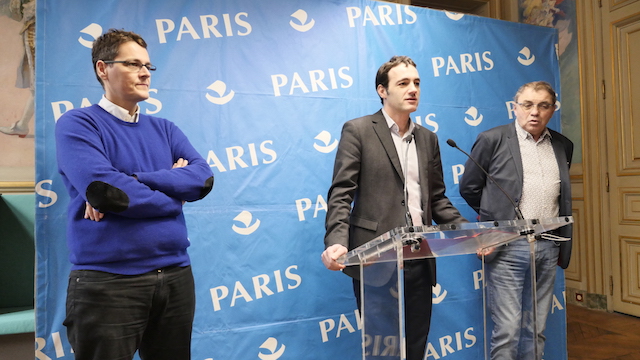 De g. à dr. : Jean-Noël Aqua, Nicolas Bonnet - Oulaldj et Hervé Bégué, Groupe Communiste - Front de Gauche © VD / PT.