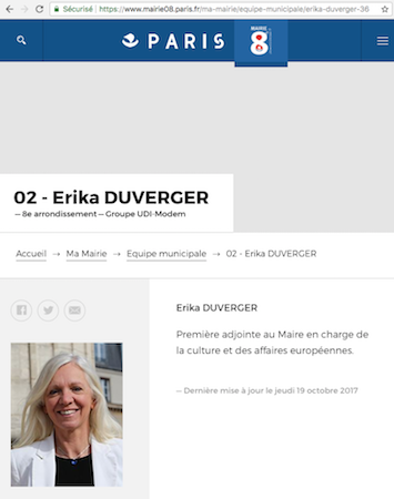 Ericka Duverger © capture d'écran mairie08.paris.fr