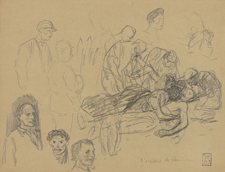 L'accident de chantier par Théophile-Alexandre Steinlen (20 novembre 1859 - 14 décembre 1923) artiste Suisse naturalisé Français © Jaimelart sous CC BY-SA 4.0