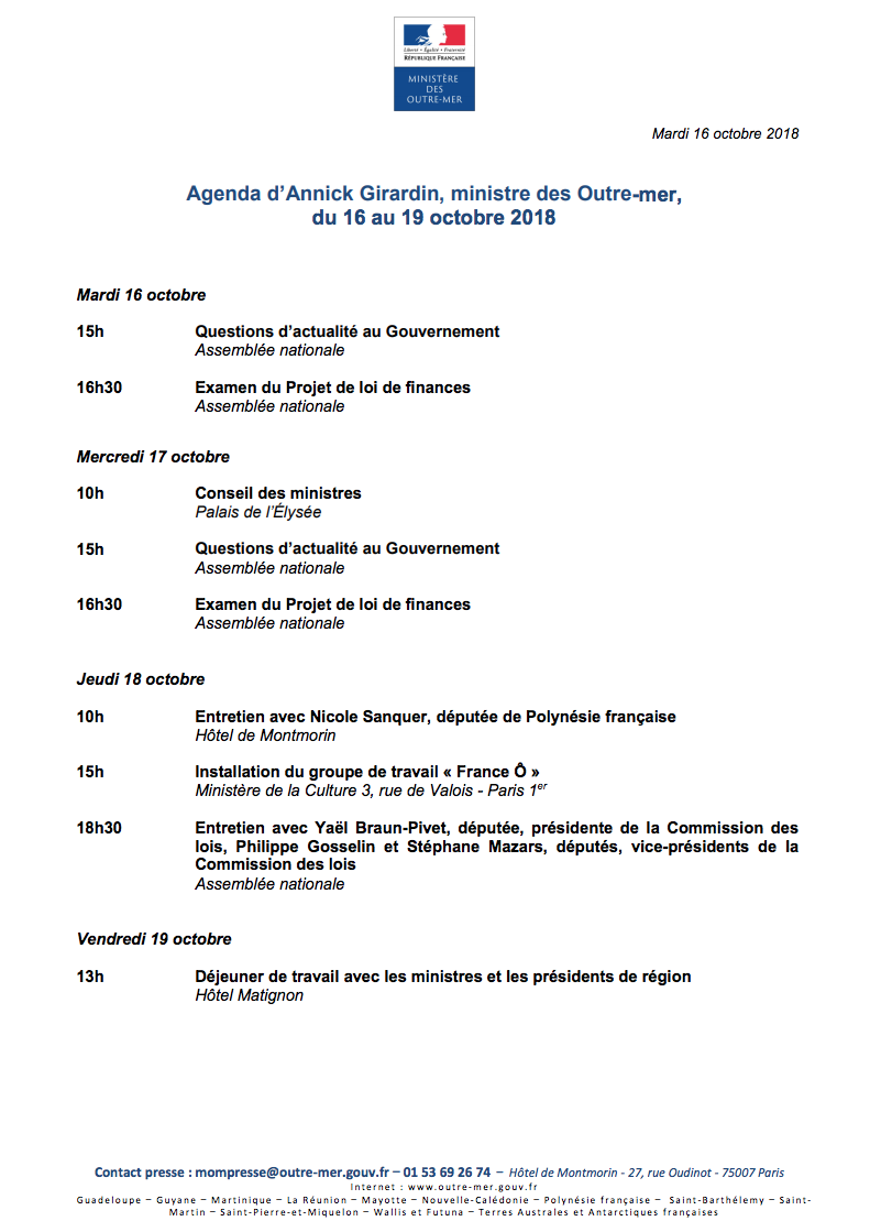 Communiqué d'Annick Girardin après le communiqué de l'Elysée sans la mention de son ministère © capture d'écran