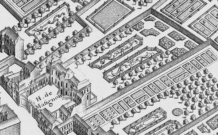 Hôtel de Matignon en 1737 issue de la carte de Paris de Turgot.