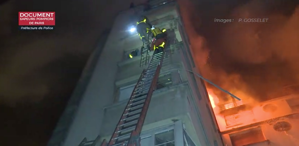 Les pompiers de la Brigade des Sapeurs-Pompiers de Paris rue Erlanger dans le 16e arrondissement de Paris © images BSPP Préfecture de police de Paris.