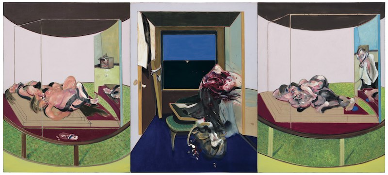 Triptych inspired by T.S. Eliot's poem, Sweeney Agoniste 1969, oil and pastel on canvas, 198x147,5 cm, Hirschorn Musuem ©The Estate of Francis Bacon