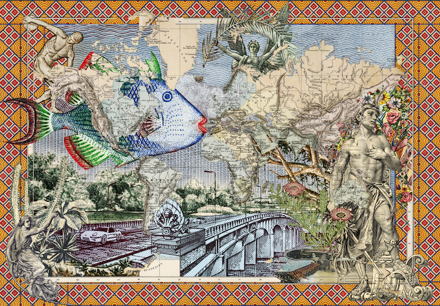 Malala Andrialavidrazana Figures 1886, Voyage Autour du Monde, 2018, 110x58cm © M. Andrialavidrazana / Galerie Caroline Smulders