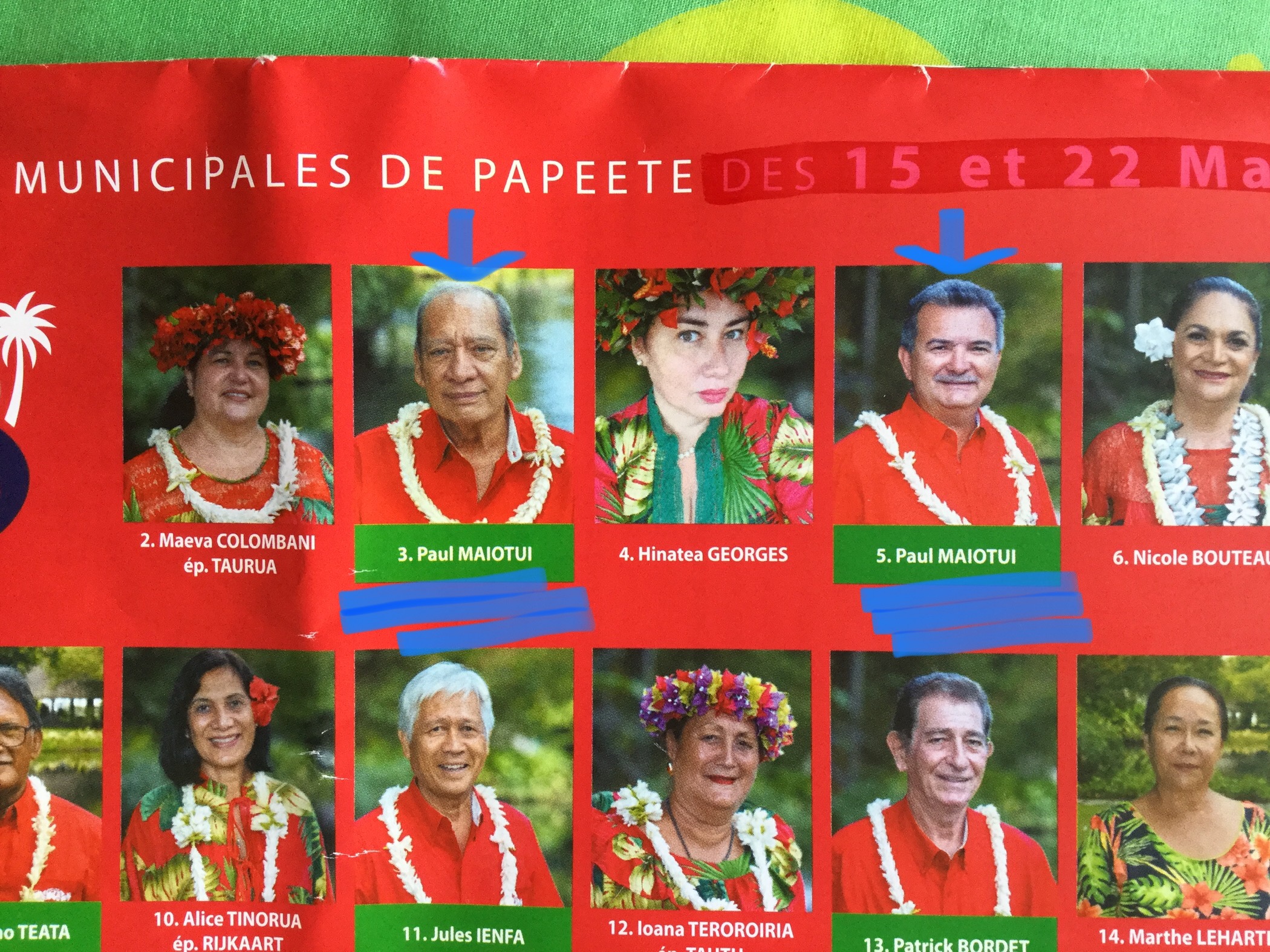 Le nom de René Temeharo ne figure pas dans des tracts de la liste du maire candidat à sa réélection.