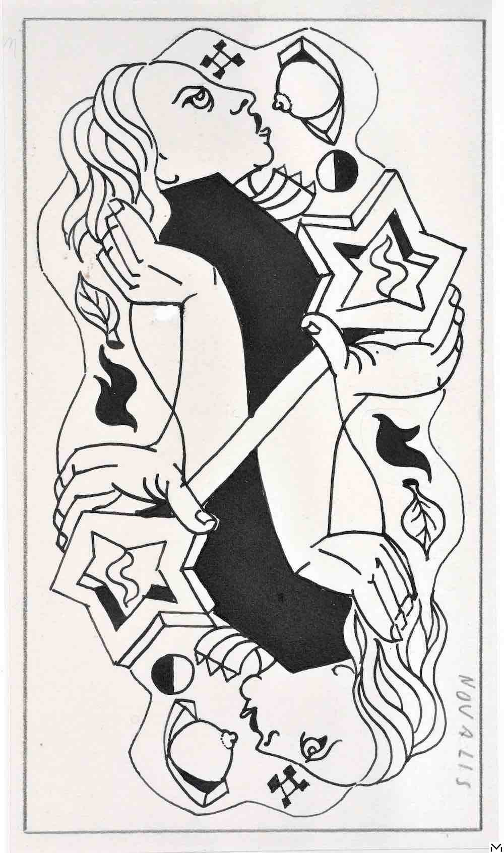 André Masson, gouache 27,9x16,7cm, March 1941, Marseille, Novalis, Mage d'Amour, coll. Musée Cantini, Marseille © ADAGP, Paris, 2020, Photo Ville de Marseille, distribution RMN Paris, Jean Bernard