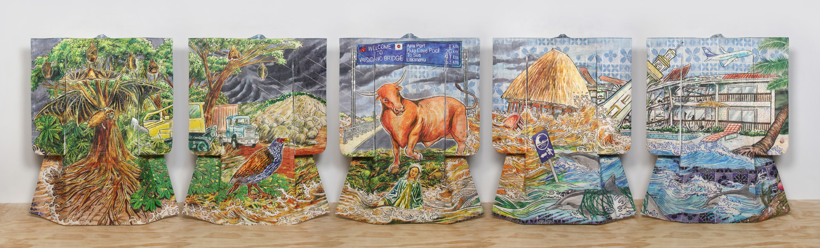 Yuki Kihara, Installation Samoa Uta Fanua, 2021, Dunedin © Yuki Kihara and Mitford Gallery Dunedin, photography Glenn Frei