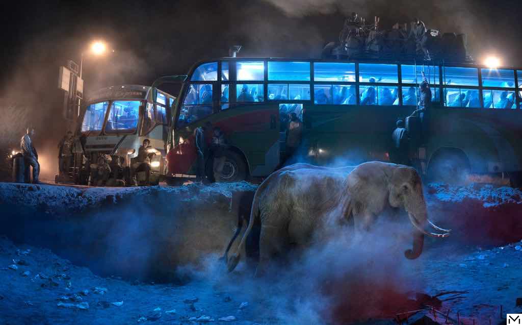This Empty World.Bus Station with Elephant in Dust©Nick Brandt