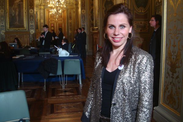 Géraldine Poirault-Gauvin à l'Hôtel de Ville le 23 mars 2014 à 21h45 - Photo : VD.