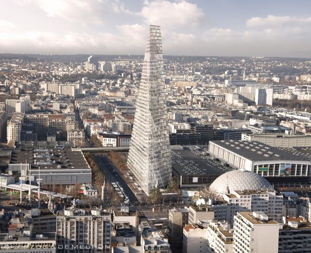 Vue de Paris vers Issy - Tour triangle © Herzog de Meuron