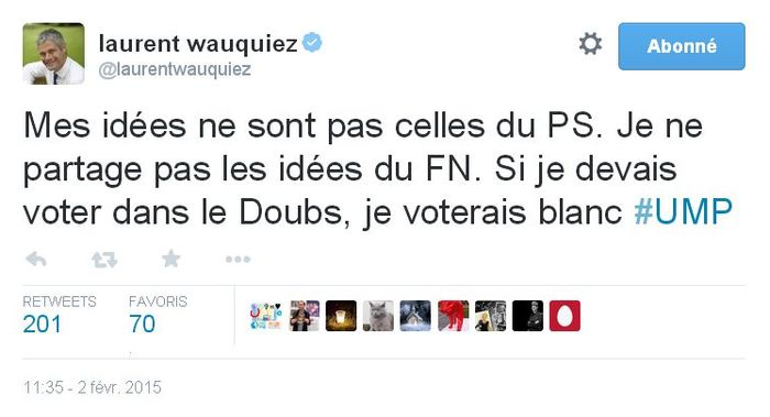 Laurent Wauquiez sur Twitter.com © Twitter.