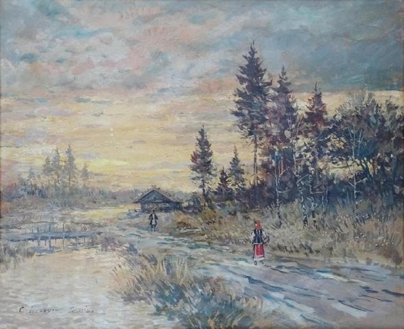 lot 182 - Scène paysanne de Russie par  K. Korovine © Etude E. Aubert