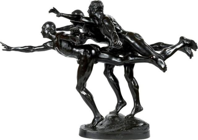 Lot 137 Alfred BOUCHER 1850-1934 Au but Épreuve en bronze à patine noire Fonte - Edition ancienne vers 1930 signée  A.Boucher et cachet fondeur Siot Paris - H. 44, Long 71, P. 36 cm. Estimation 10.000 - 15.000 € © Etude Tessier et Sarrou.