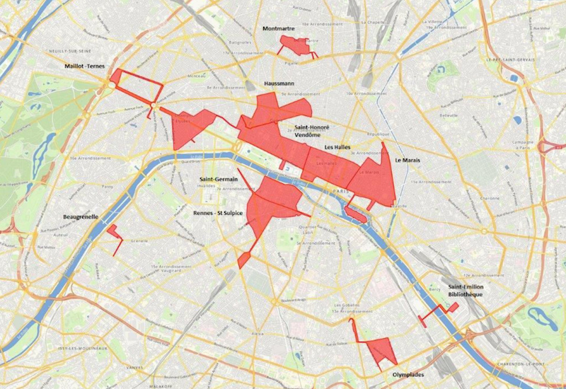 Les zones touristiques à Paris selon le ministère de l'Economie © Ministère de l'Economie