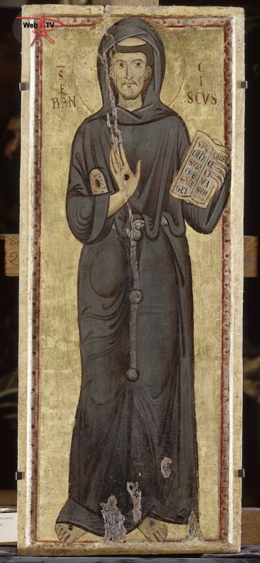 Saint François d’Assise Deuxième tiers du 13e siècle Bois, H. 0.95 m ; L 0.39 m. Musée du Louvre, département des Peintures, RF 975. © RMN-Grand Palais (Musée du Louvre) : René-Gabriel ojéda