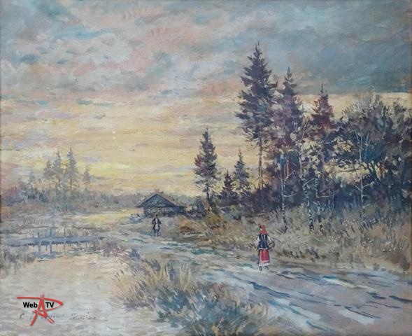 lot 182 - Scène paysanne de Russie par  K. Korovine Etude E. Aubert