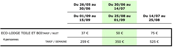 Tente toile et bois / Eco-lodge