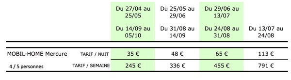 Mobil-home 4 personnes