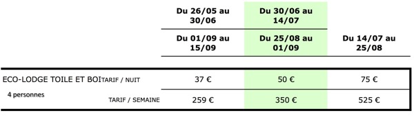 Tente toile et bois / Eco-lodge