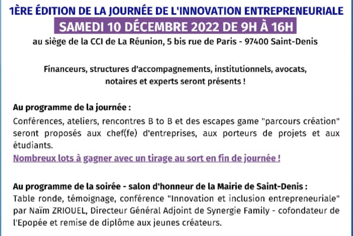 1re édition de la journée de l'innovation entreprenariale ce samedi