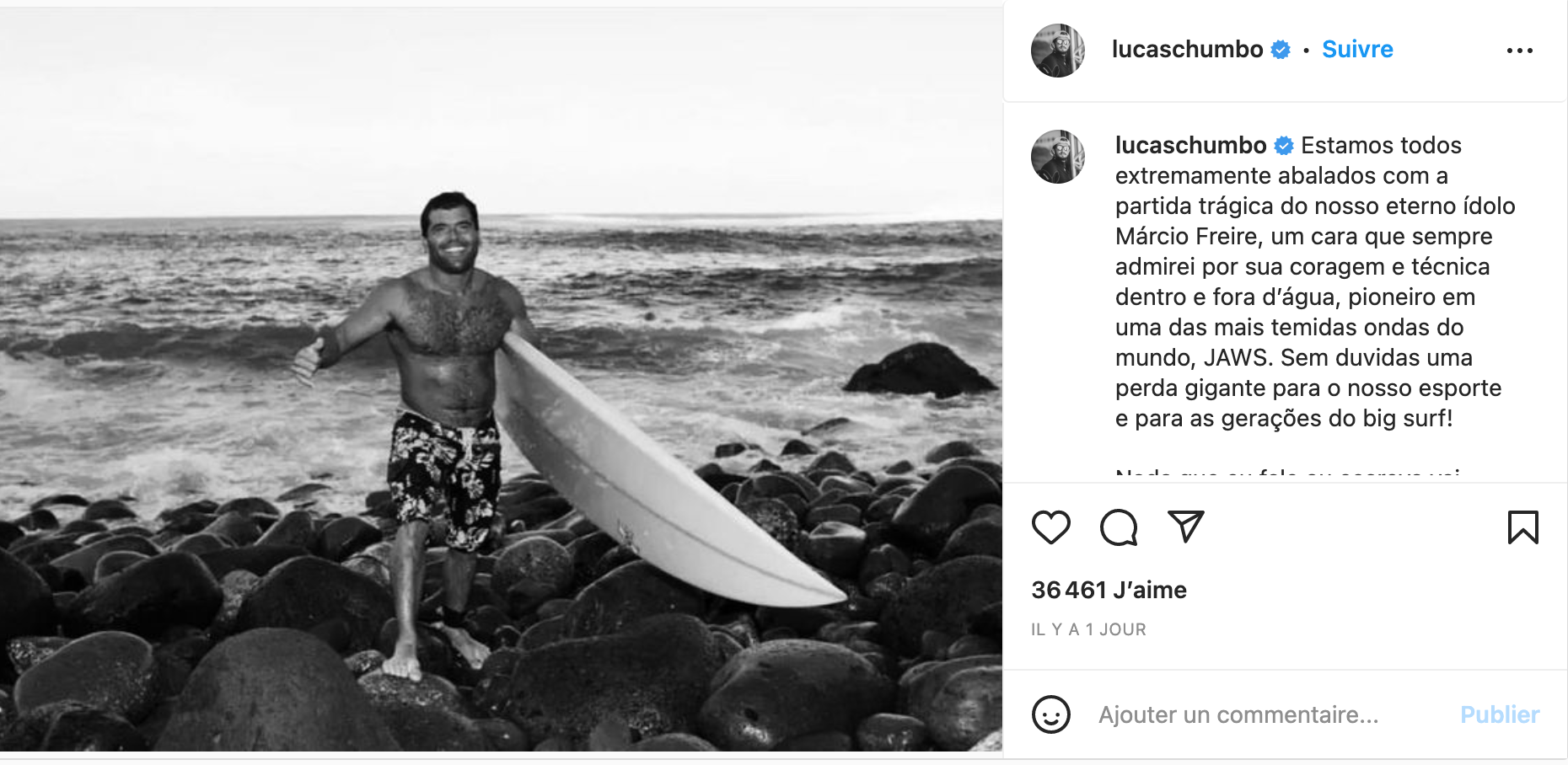 Capture d'écran Instagram Lucas Chumbo