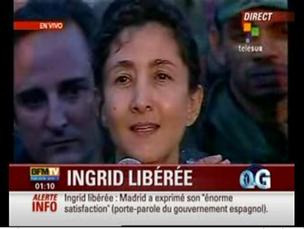 Ingrid Betancourt, peu après sa libération